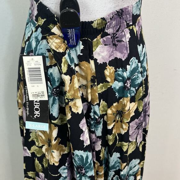 Sag Harbor Skirt size Extra Large Long Black Blue Purple Floral Button Front - Picture 9 of 11